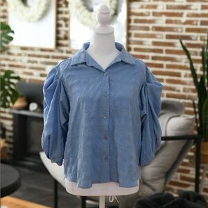Icone by Simon’s Blue Pretty Button up Blouse Size L